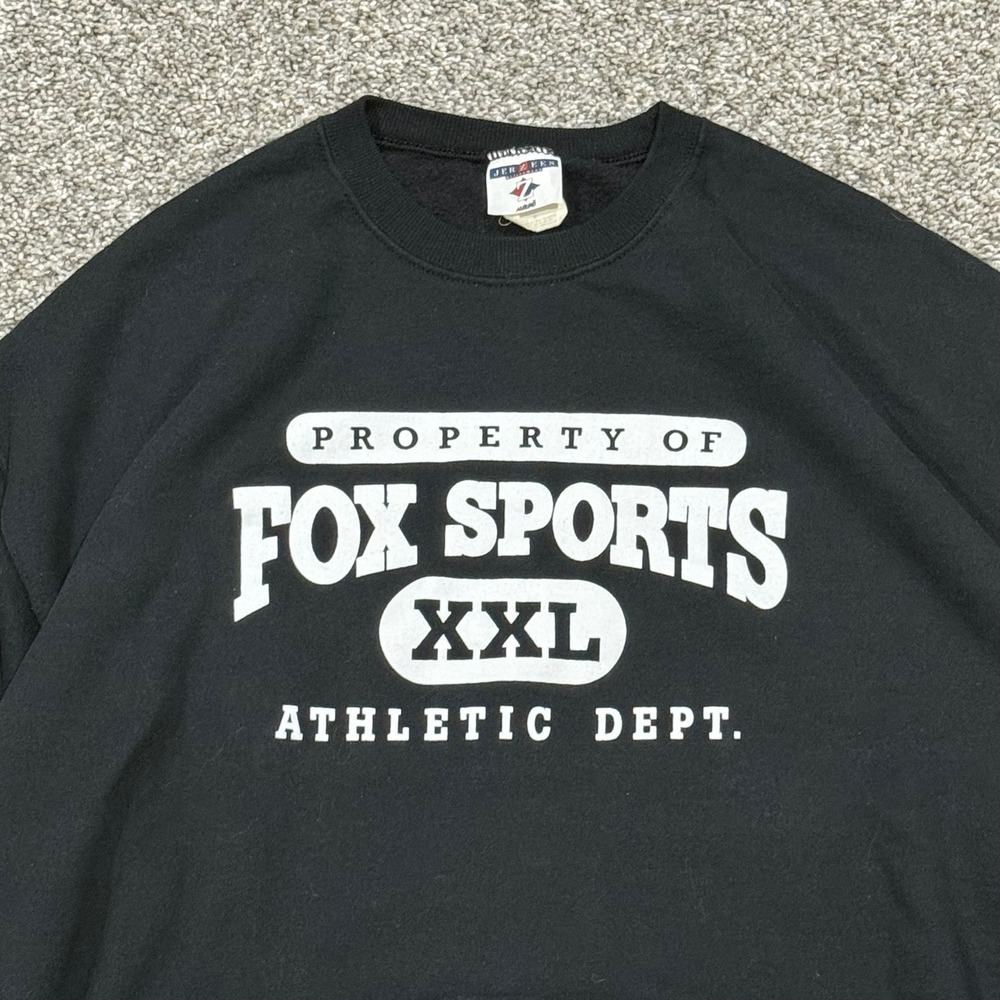 Vintage 90s Fox Sports Athletic‎ Dept Crewneck Sweatshirt Black Mens XL Graphic